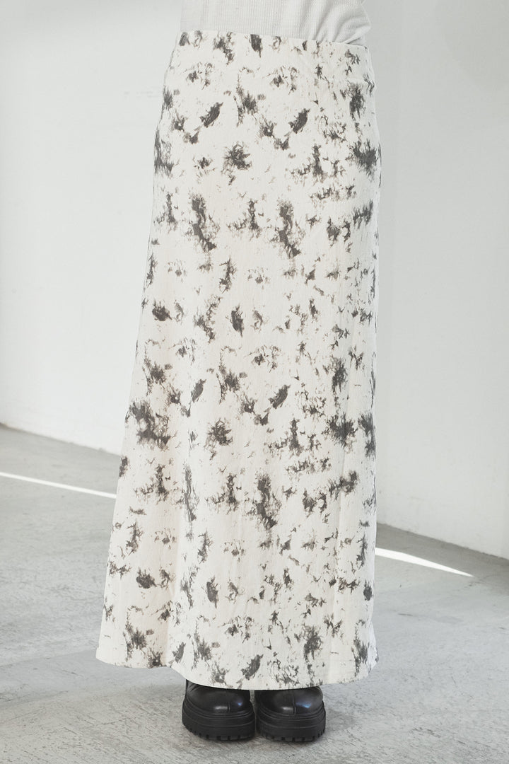 [SET]リラックスメッシュニットトップス+タイダイ柄ベロアワイドスカート(2set)