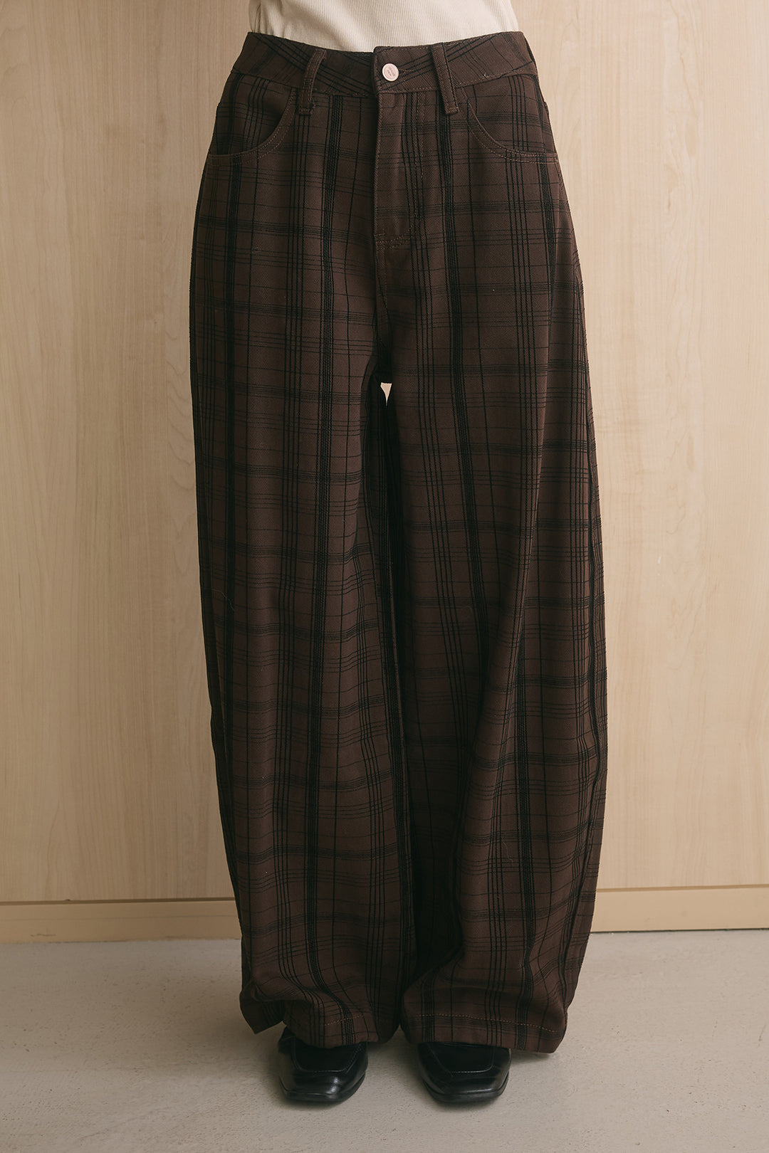 ワイドチェックパンツ