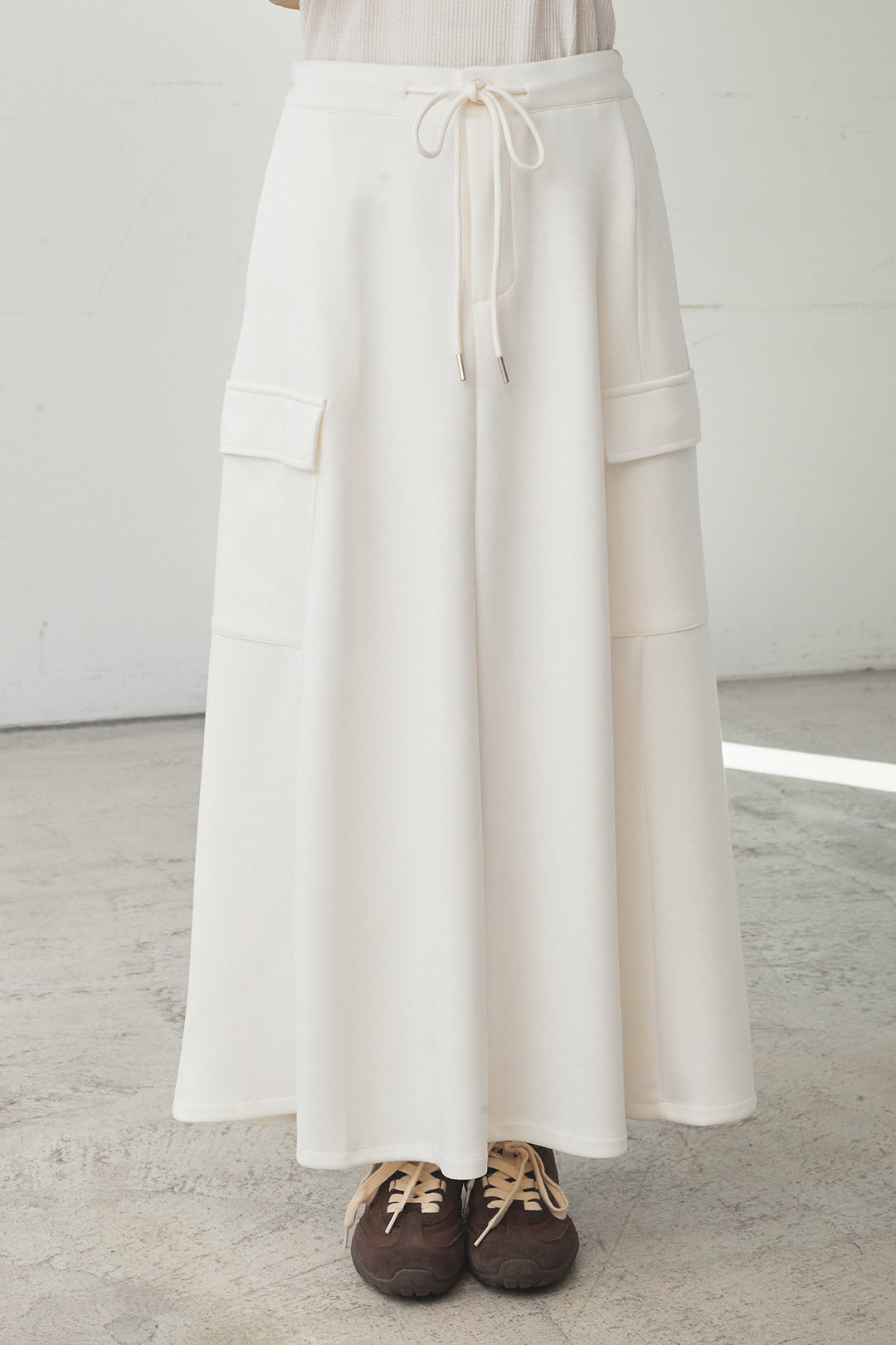 [SET]デニム切替ポンチダブルジップパーカー+リラックススウェットスカート(2set)