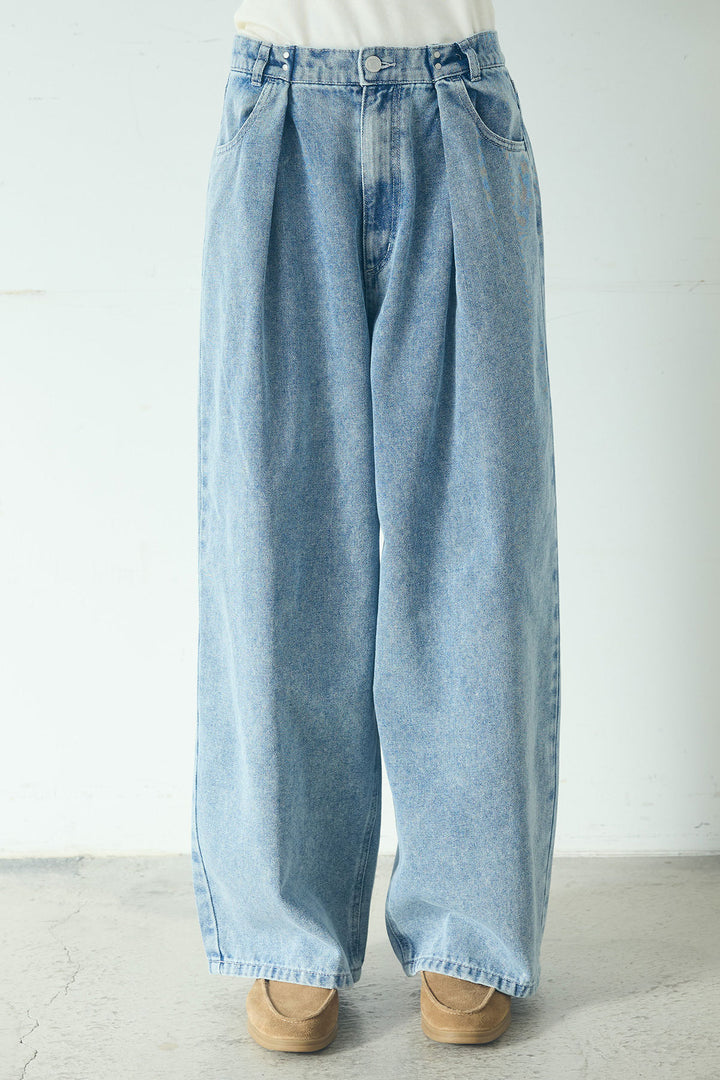 【着回しセット】[SET]デニムダブルジップパーカーブルゾン+デニムタックカーブパンツ+デニムダブルジップパーカーブルゾン(3set)