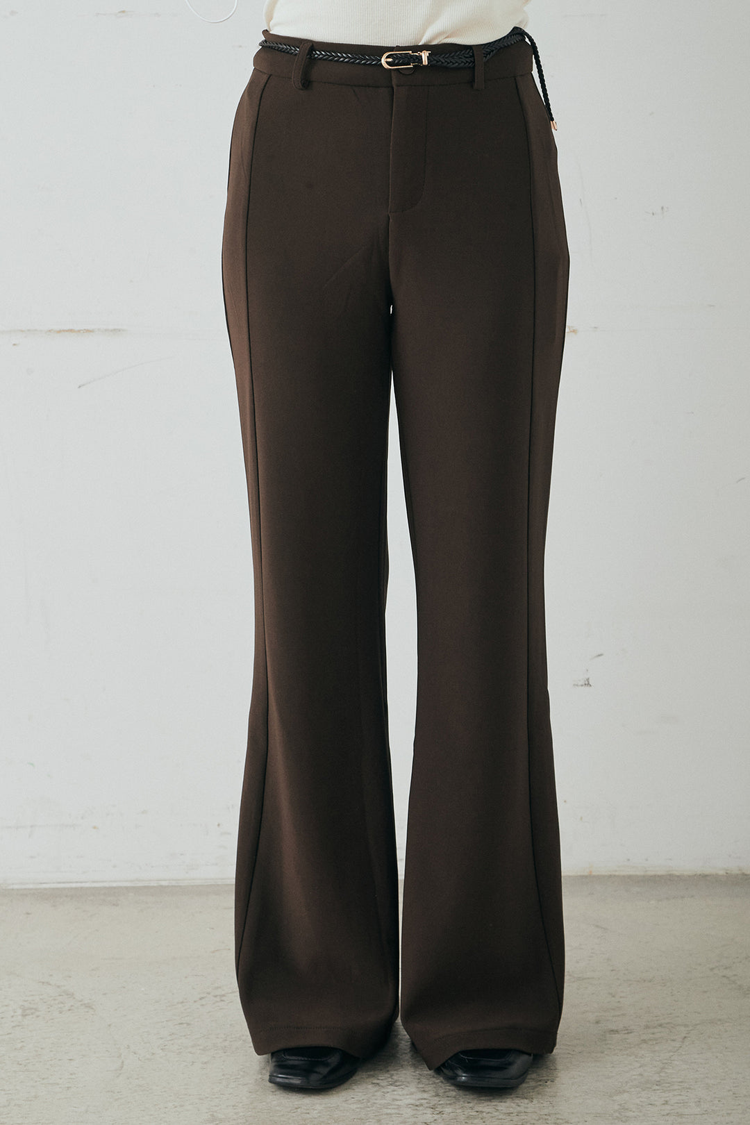 [SET]ナイロンボリュームWジップパーカーブルゾン+細編みベルト付きパンツ(2set)