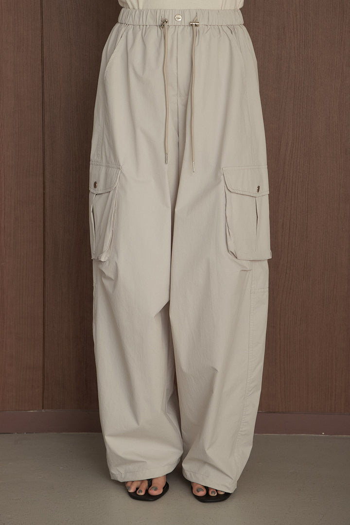 [SET]ロゴプリントシアーニット+リラックスカーゴワイドパンツ(2set)