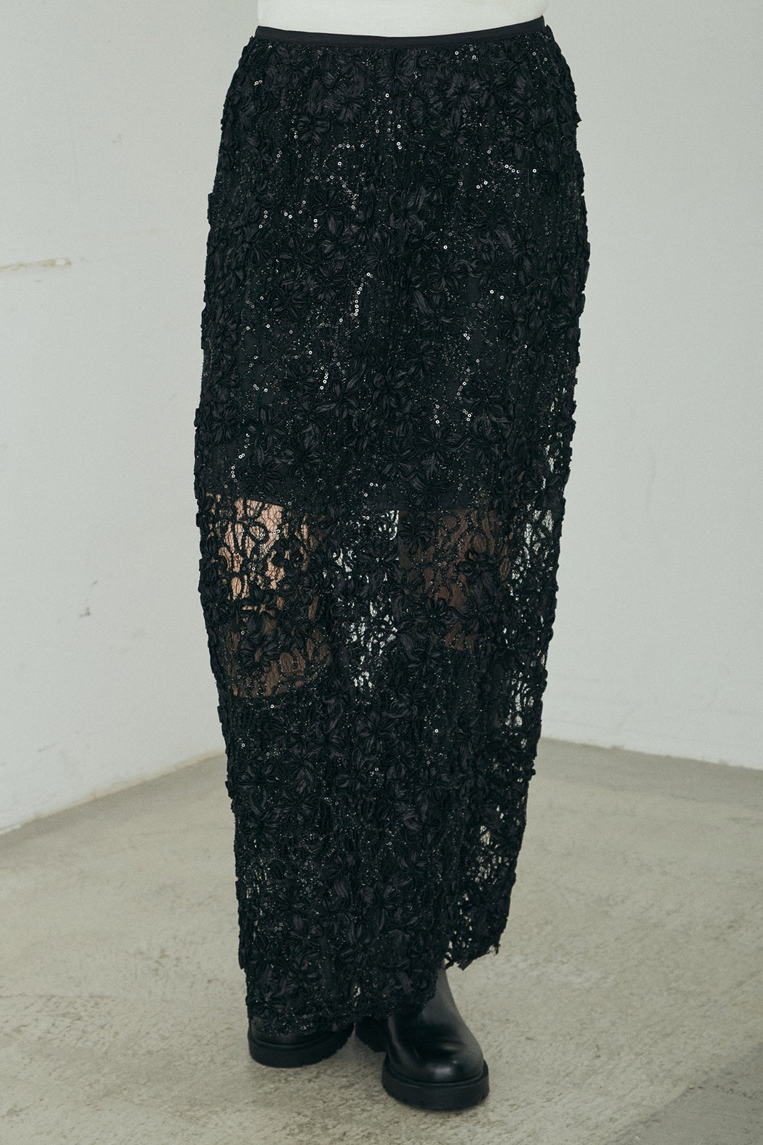 [SET]テンセルデニムシャツ+ラメ刺繍デザインスカート(2set)