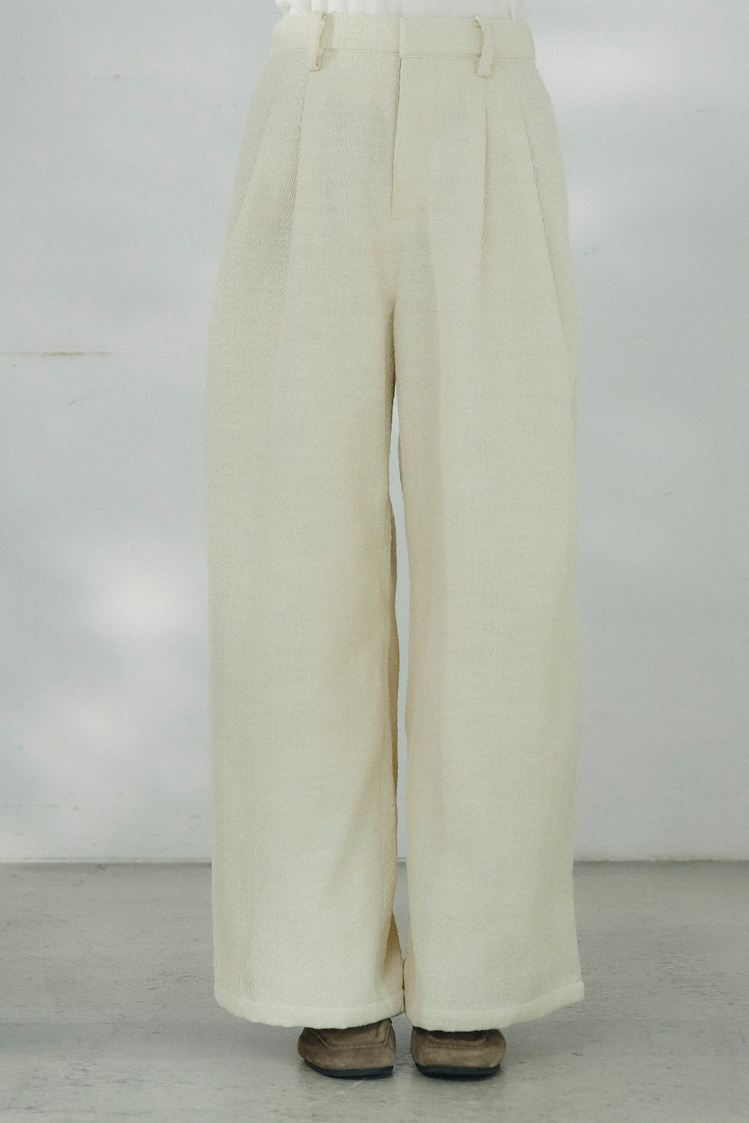 [SET]リバーシブル配色ニットカーディガン+デニムライクヘリンボーンタックパンツ(2set)