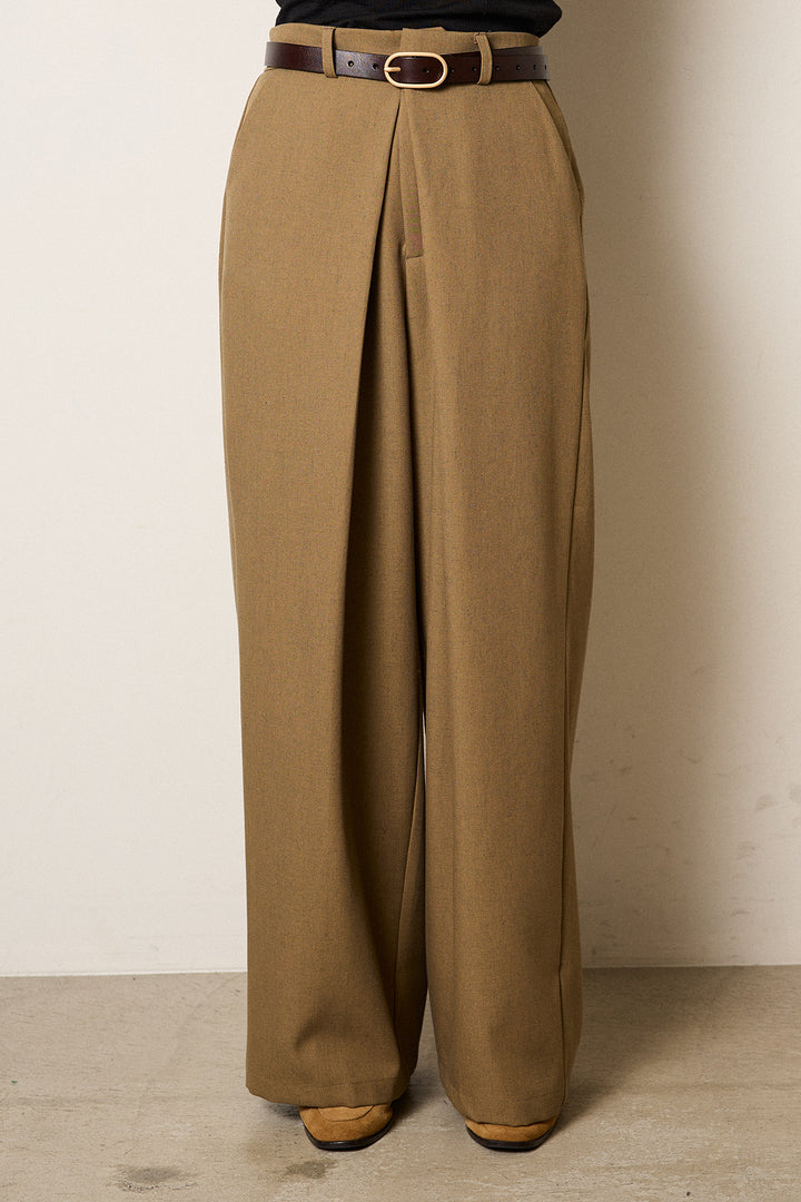 フロントワイドタックネップ入ワイドパンツ