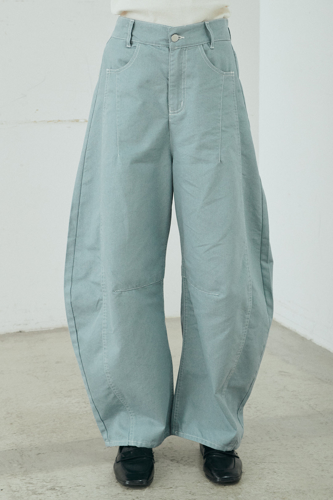 ツイル配色ステッチバレルパンツ