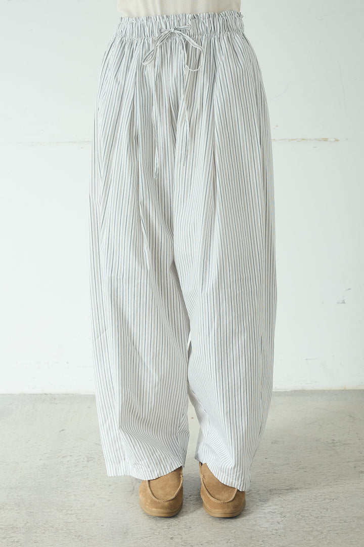 ランダムストライプタックギャザーパンツ