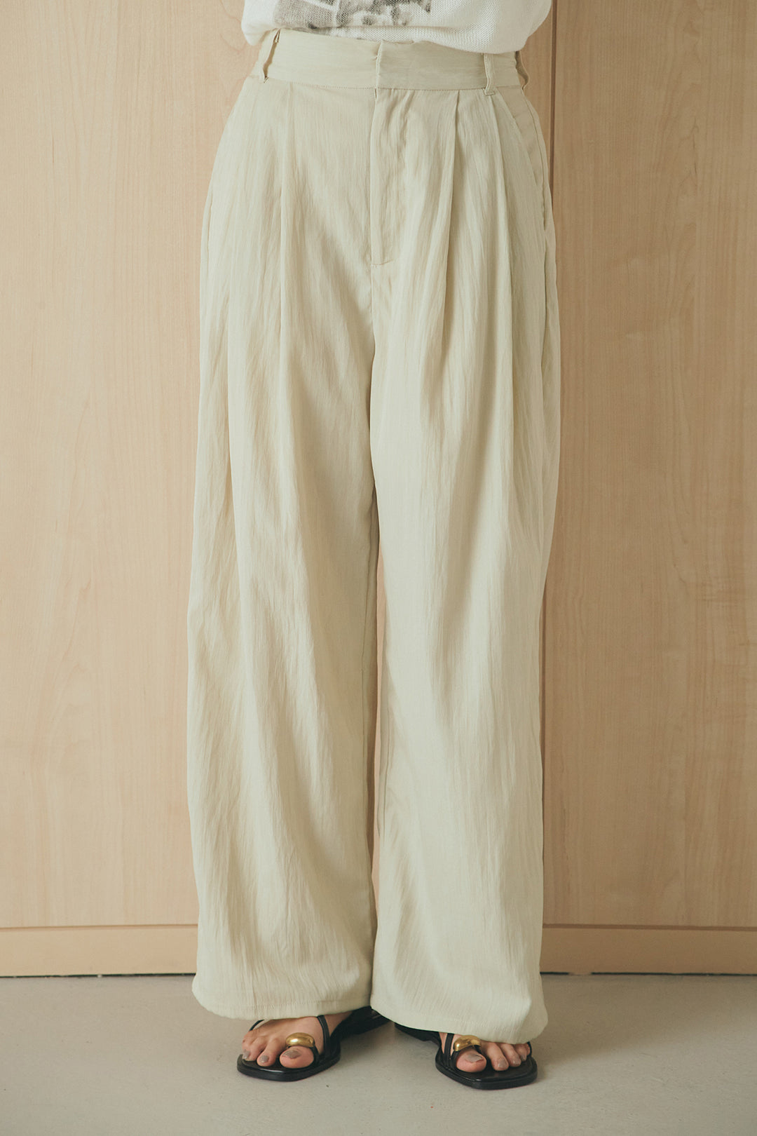 [SET]リネンライクテーラードハーフスリーブジャケット+リネンライク2タックワイドパンツ+半袖モノトーングラフィックトップス(3set)