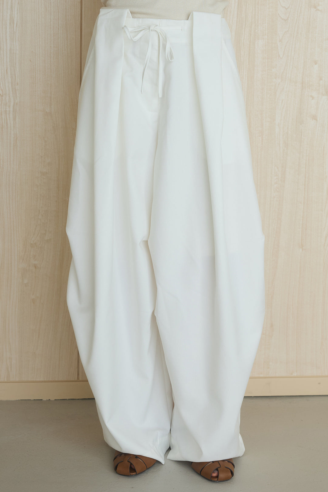 [SET]シアーレイヤーデザインカットソー+ベルトループワイドパンツ(2set)