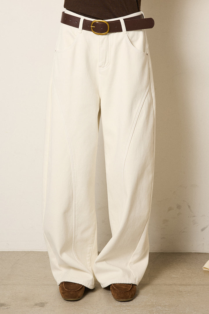 [SET]起毛シャギーニットカーディガン+ベルト付きカジュアルカーブワイドパンツ(2set)