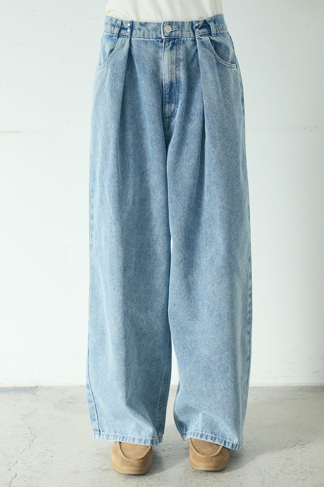 [SET]デニムダブルジップパーカーブルゾン+デニムタックカーブパンツ(2set)