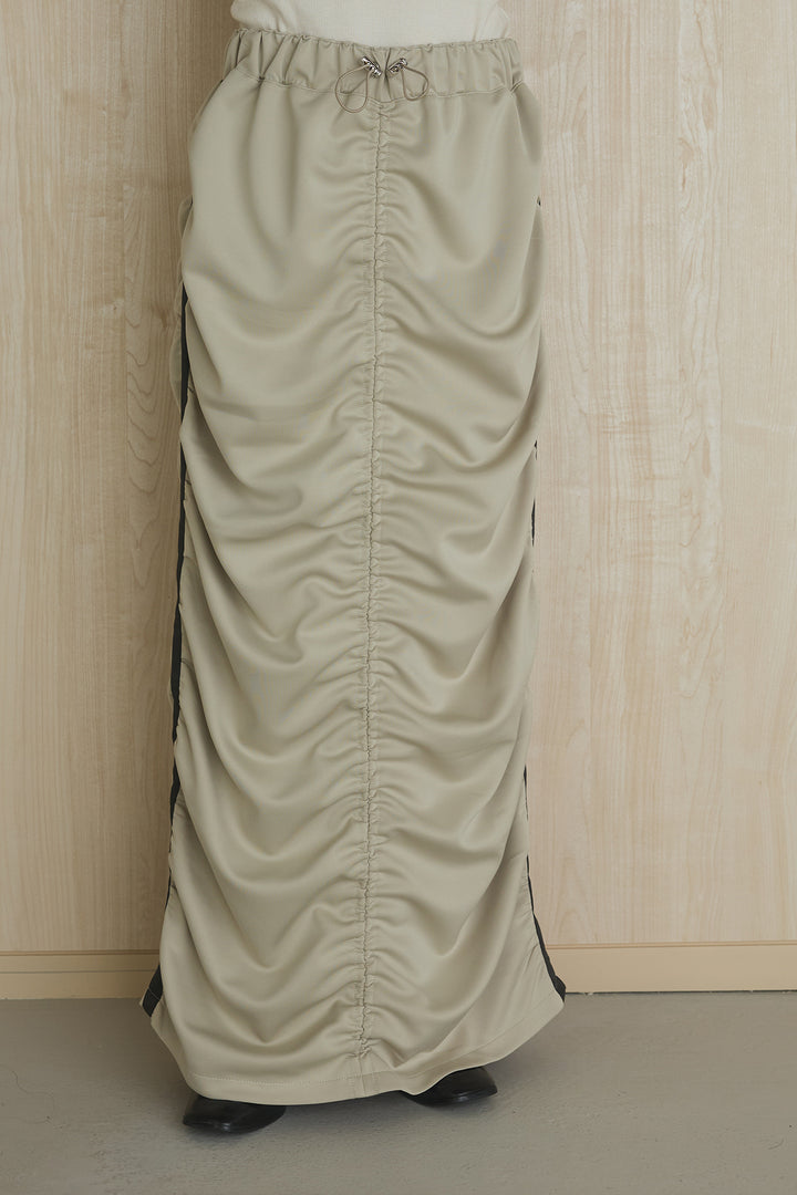 [SET]異素材切替ZIPブルゾン+サイドラインギャザースカート(2set)