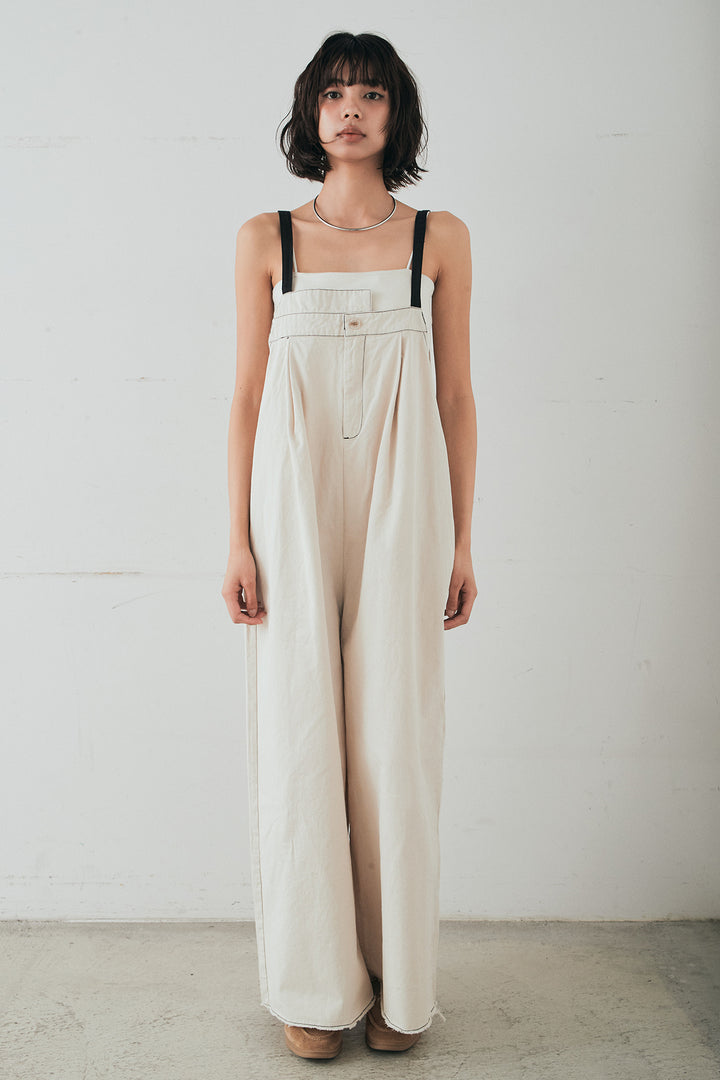 [SET]シアーダンボールサイドドロストジャケット+綿ツイルアシメサロペット(2set)