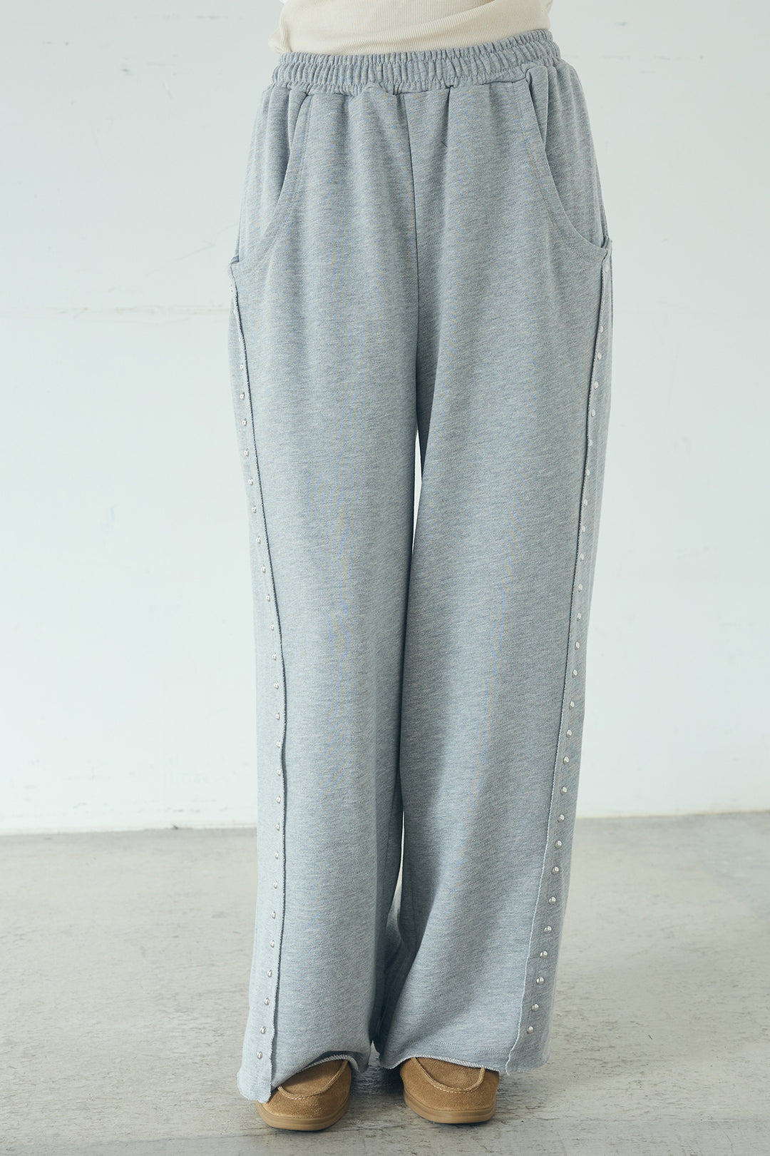 [SET]スラブネップツイードフリンジテーラードジャケット+サイドデザイン入りスウェットパンツ(2set)