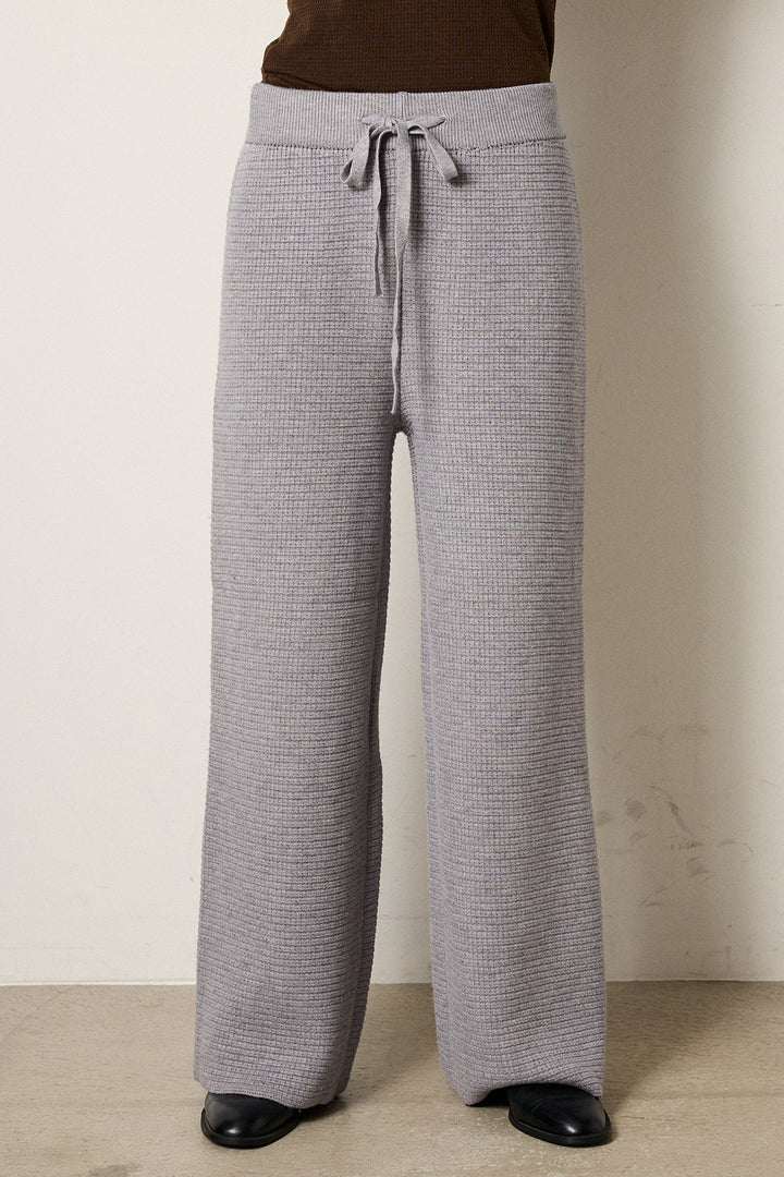 [SET]レオパードシャギータッチカーディガン+ワイドリブニットイージーパンツ(2set)