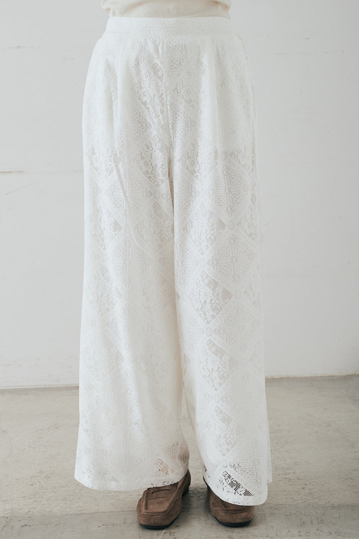 リラックスブロックレースワイドパンツ