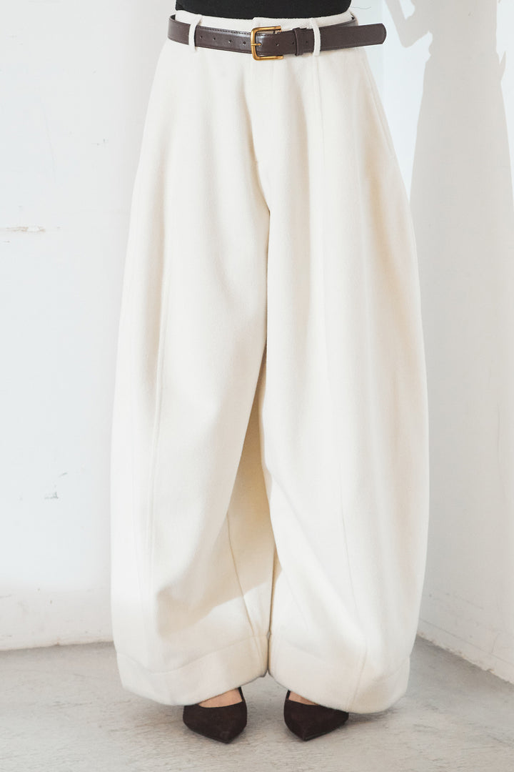 [SET]花柄ジャガードニットカーディガン+ウールタッチカーブワイドパンツ(2set)