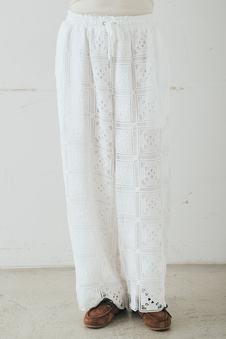 [SET]クロシェレースカーディガン+クロシェレースイージーパンツ(2set)