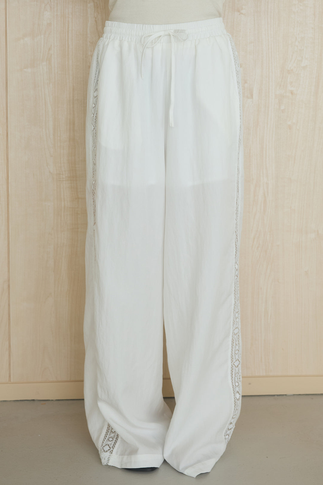 [SET]麻混ショルダーライン柄シャツ+麻混サイドライン柄パンツ(2set)