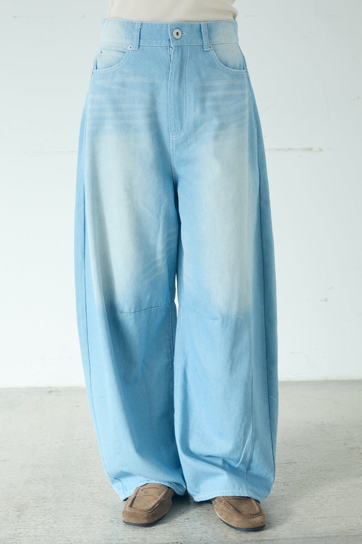 ヴィンテージ加工デニムワイドパンツ
