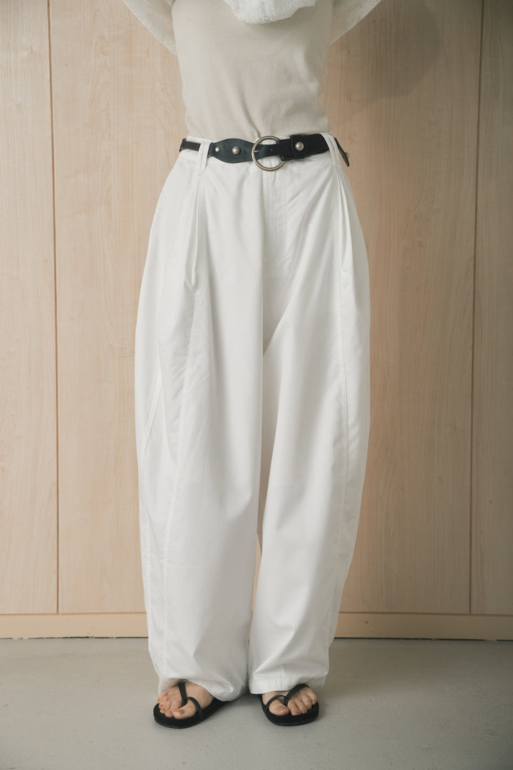[SET]ドレープオーバーノースリカットソー+サークルバックルベルト付きタックワイドパンツ(2set)