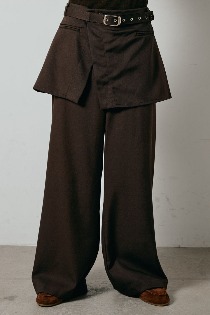 ベルト付きウエストデザインパンツ