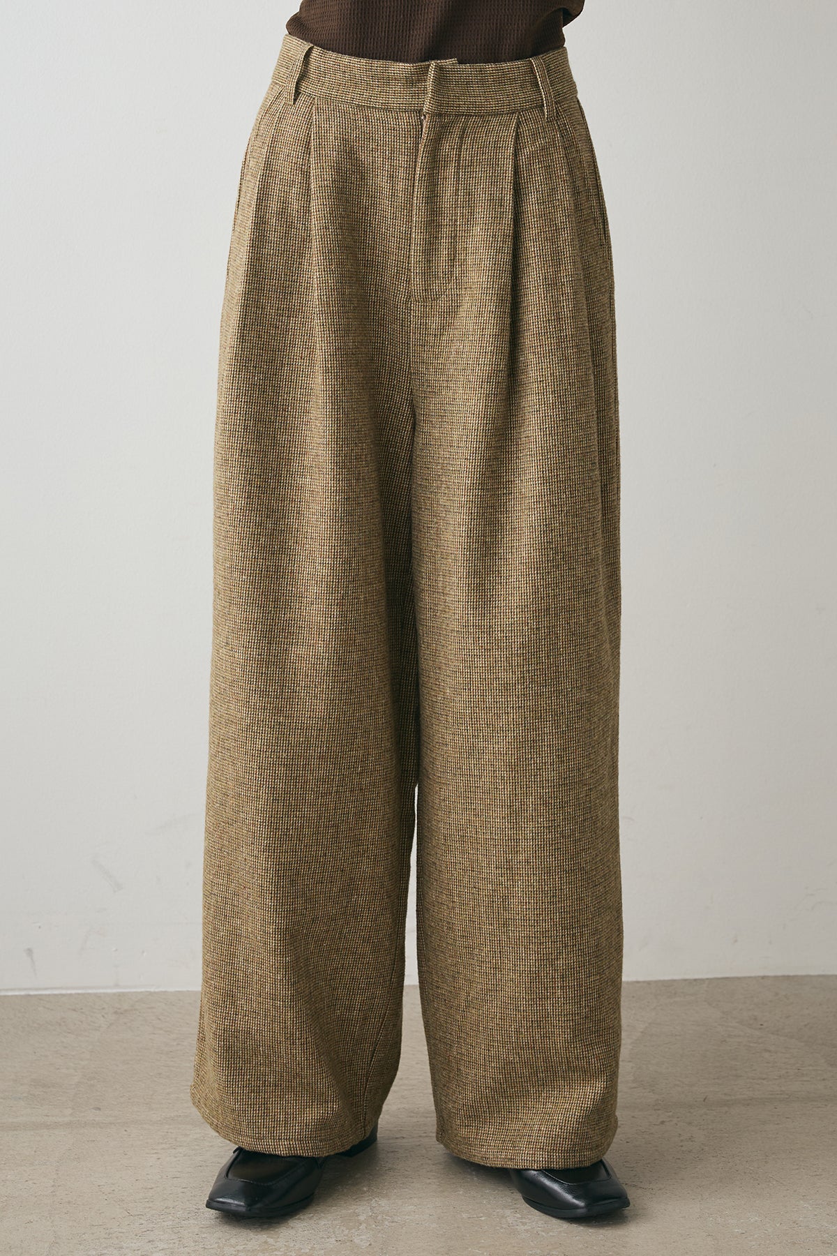 即納】チェックツイードタックワイドパンツ – ESICA