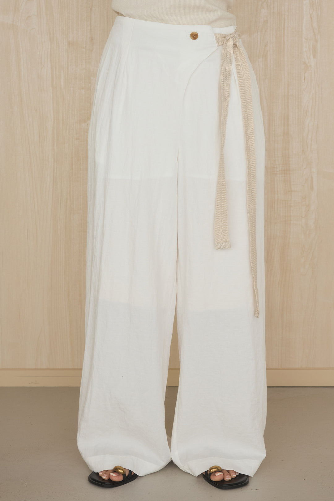 [SET]グラフィックサムデイワイドクロップドT+異素材ベルト付きラップ風ニュアンスワイドパンツ(2set)