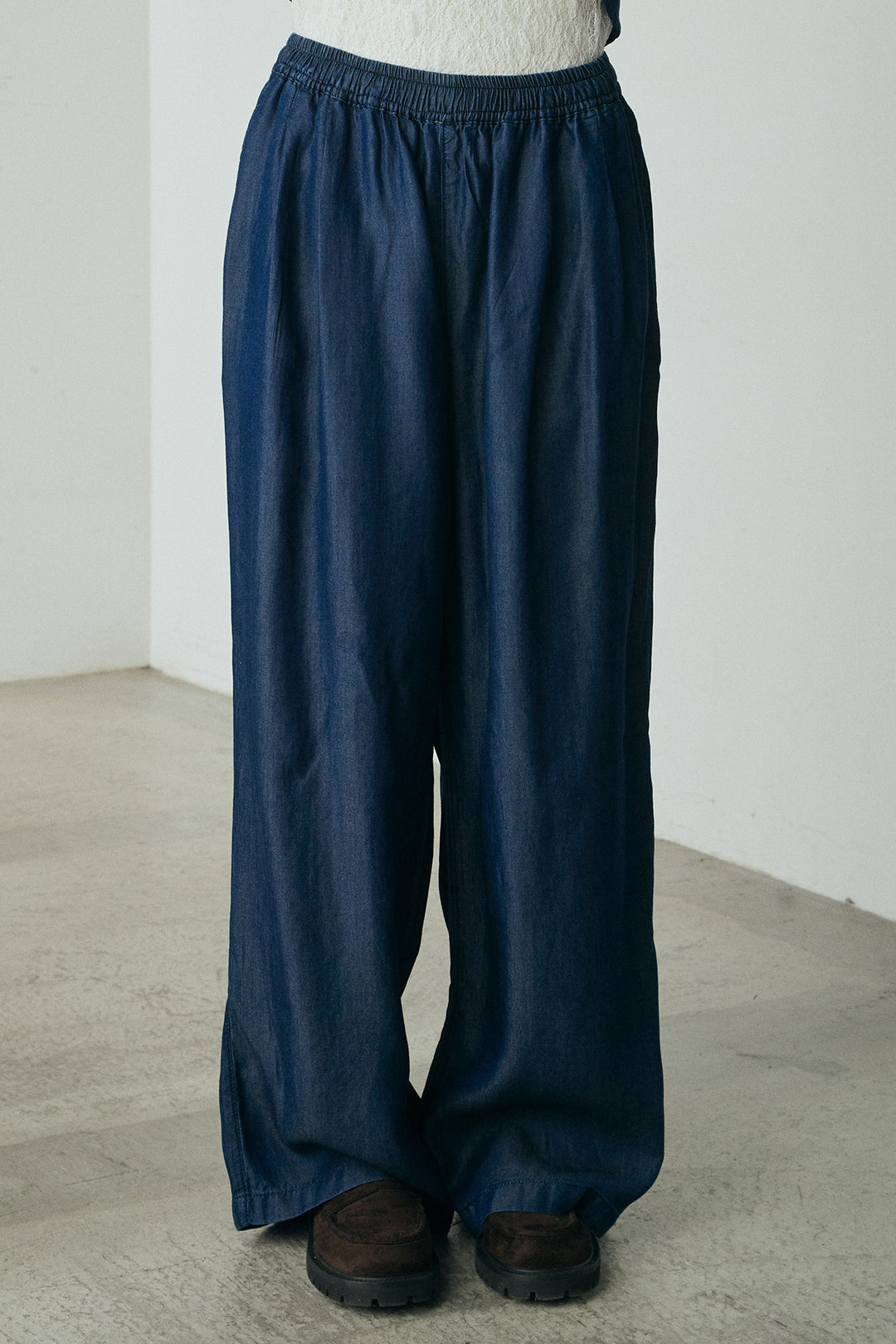 [SET]ナイロンデニムドッキングブルゾン+テンセルデニムイージーワイドパンツ(2set)