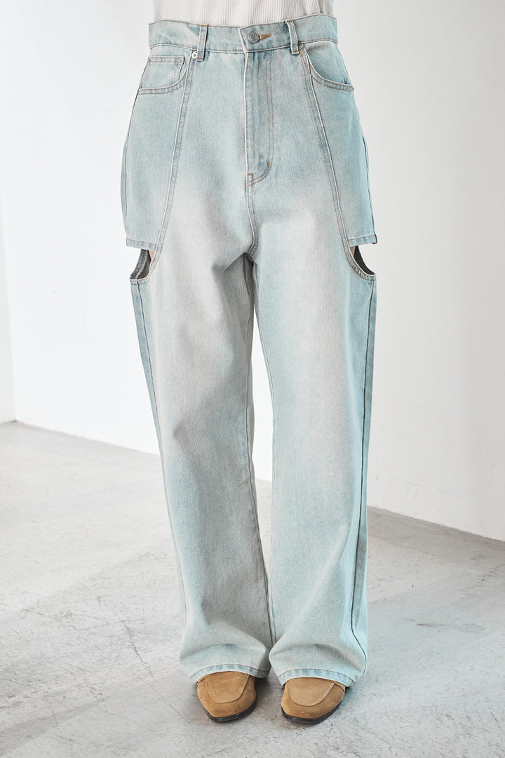 デニムサイドカットパンツ