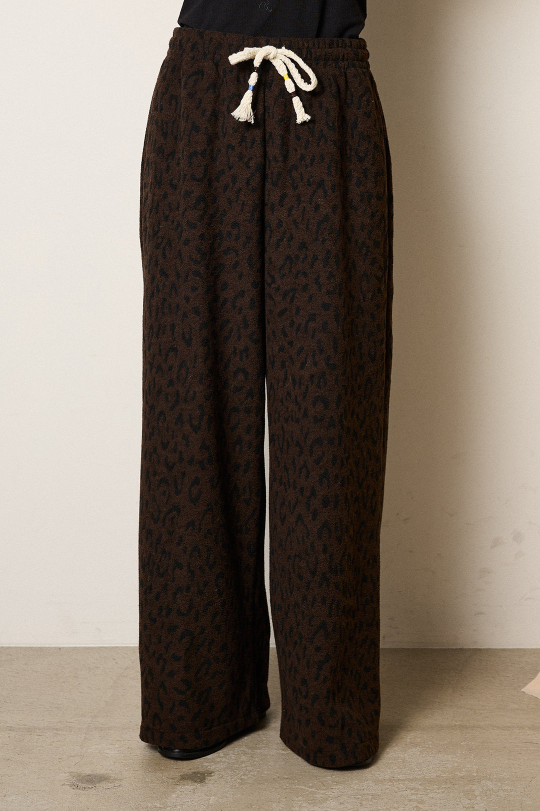 [SET]アルパカタッチダブルフェイスカーディガン+レオパードジャガードニットパンツ(2set)