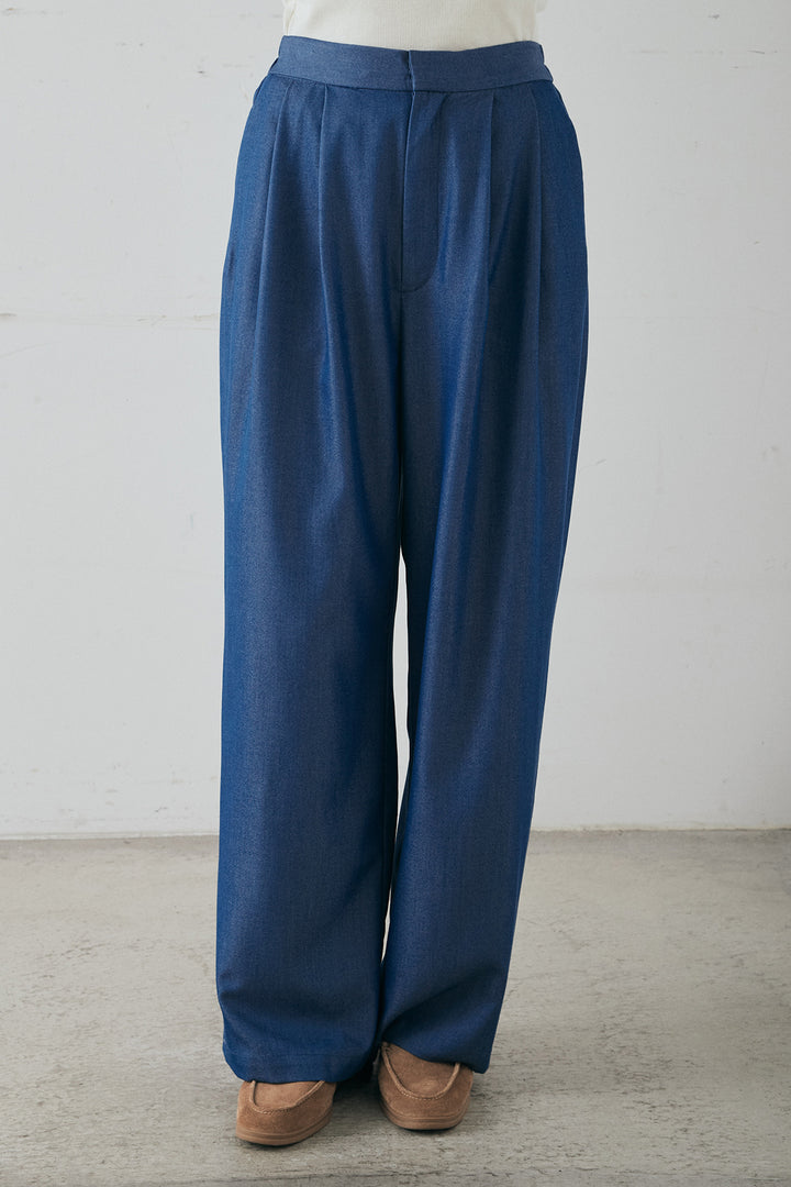 [SET]デニムライクツイルティアードキャミソール+デニムライクツイルタックパンツ(2set)