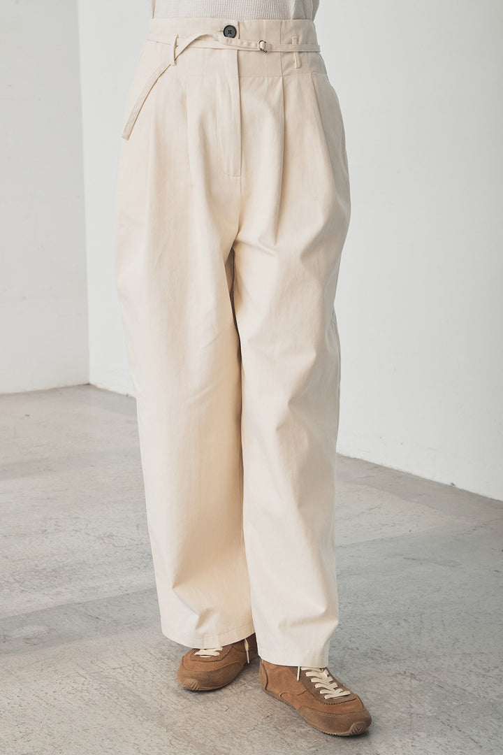 [SET]ツイルシャツジャケット+ツイルハイウエストタックパンツ(2set)