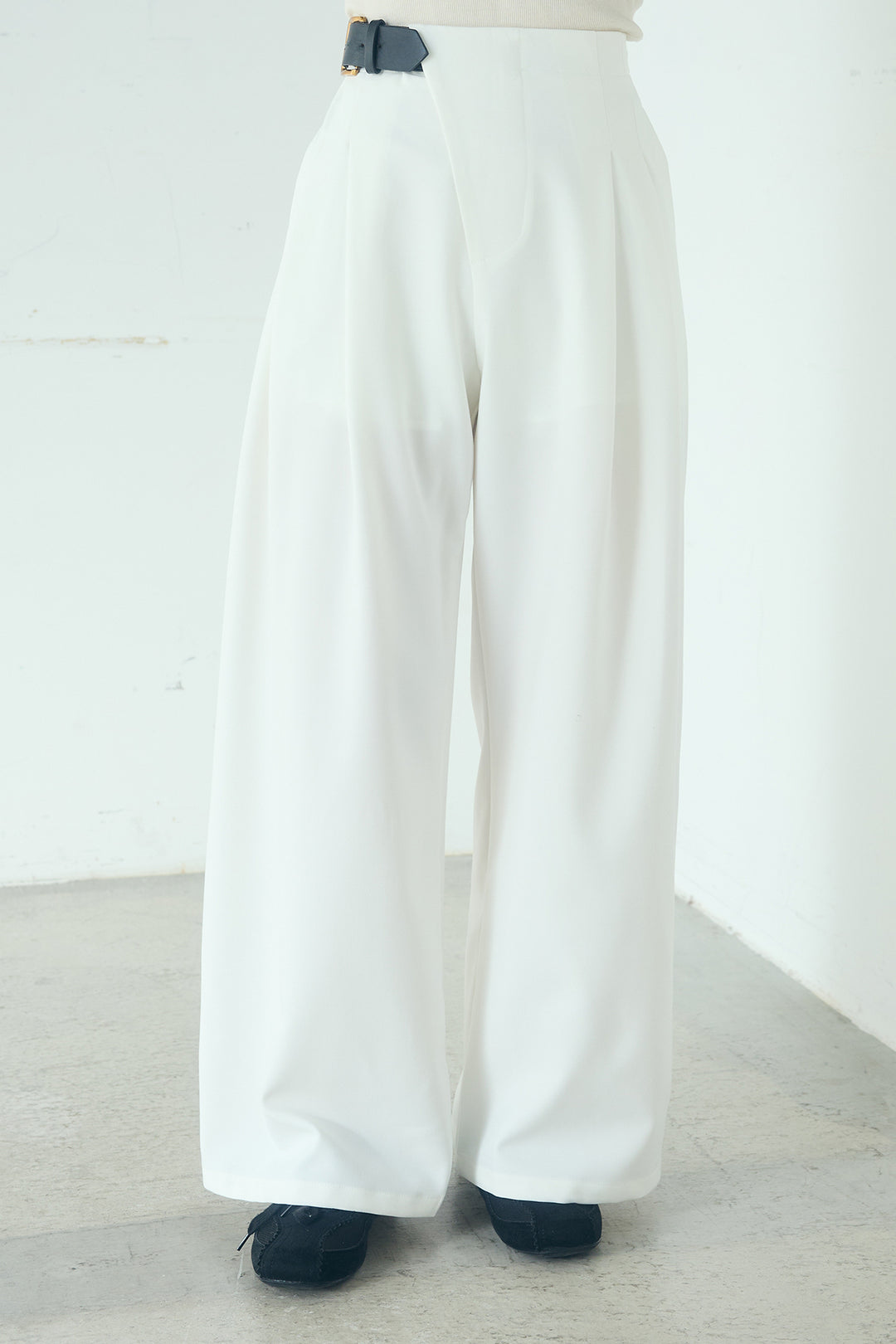 [SET]レーヨンポリダブルフェイスカーディガン+サイドベルトタック入りスラックス(2set)