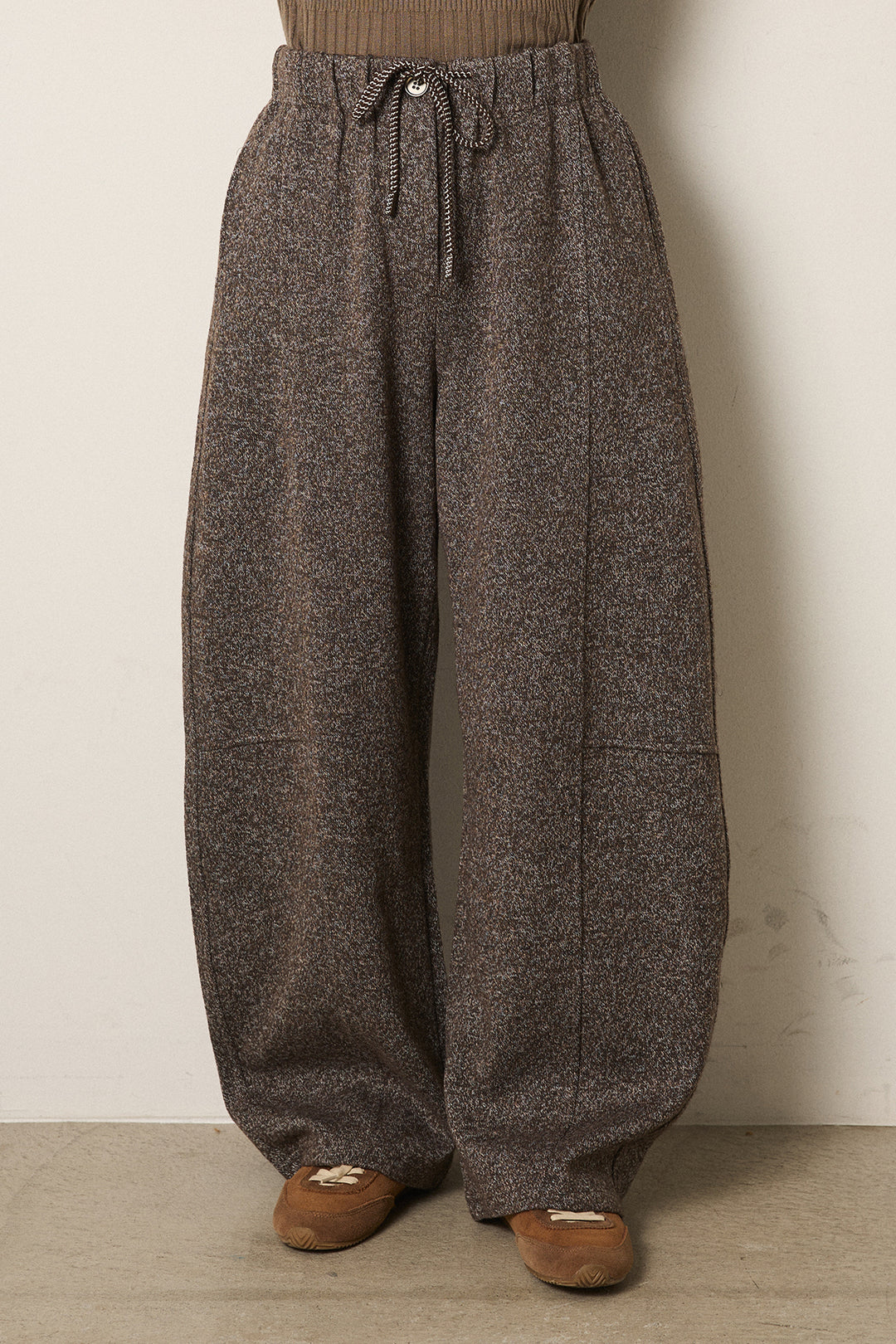 [SET]ハイネックボーダーニットカーディガン+杢ニットフレアパンツ(2set)