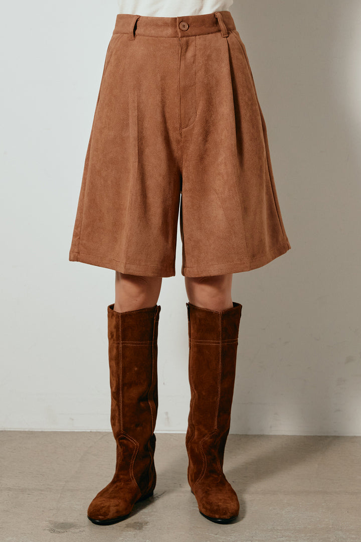 [SET]ミックスシープファースタンドブルゾン+フェイクスウェードハーフパンツ(2set)