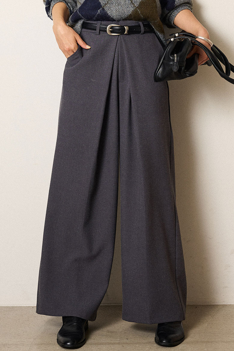 フロントワイドタックネップ入ワイドパンツ
