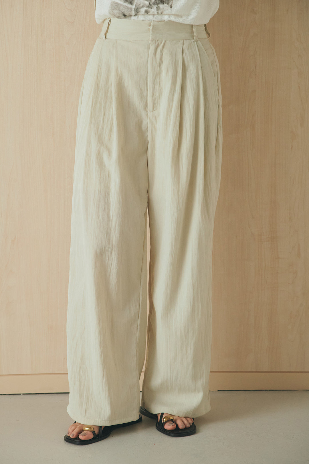 [SET]リネンライクテーラードハーフスリーブジャケット+リネンライク2タックワイドパンツ+半袖モノトーングラフィックトップス(3set)