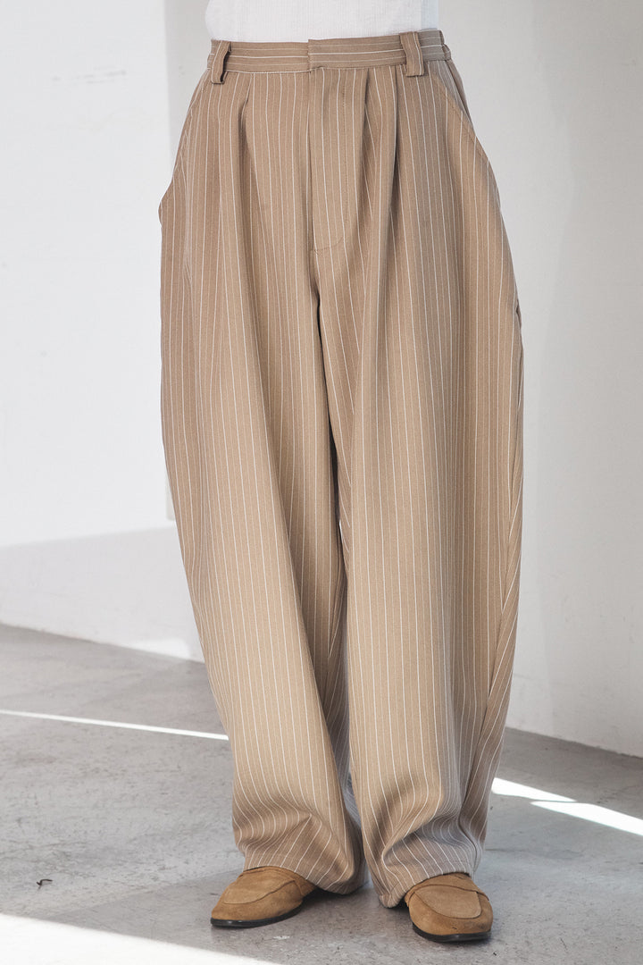 [SET]メッシュフリンジカーディガン+ヘリンボーンストライプツータックパンツ(2set)