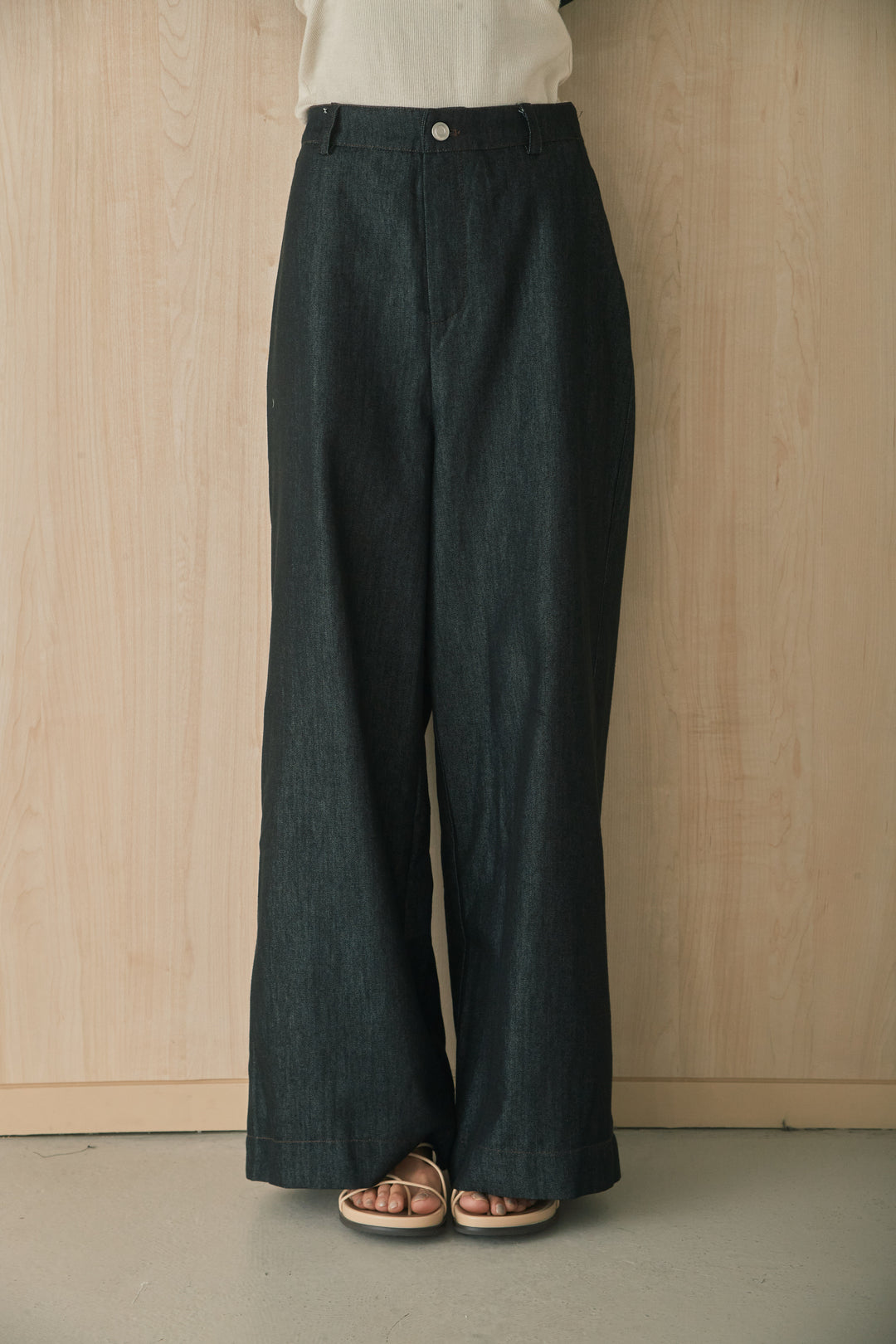 ハイウエストデニムワイドパンツ