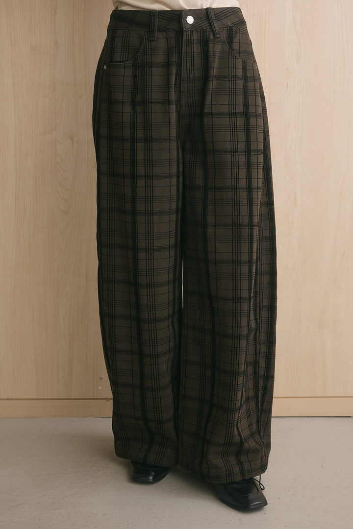 ワイドチェックパンツ