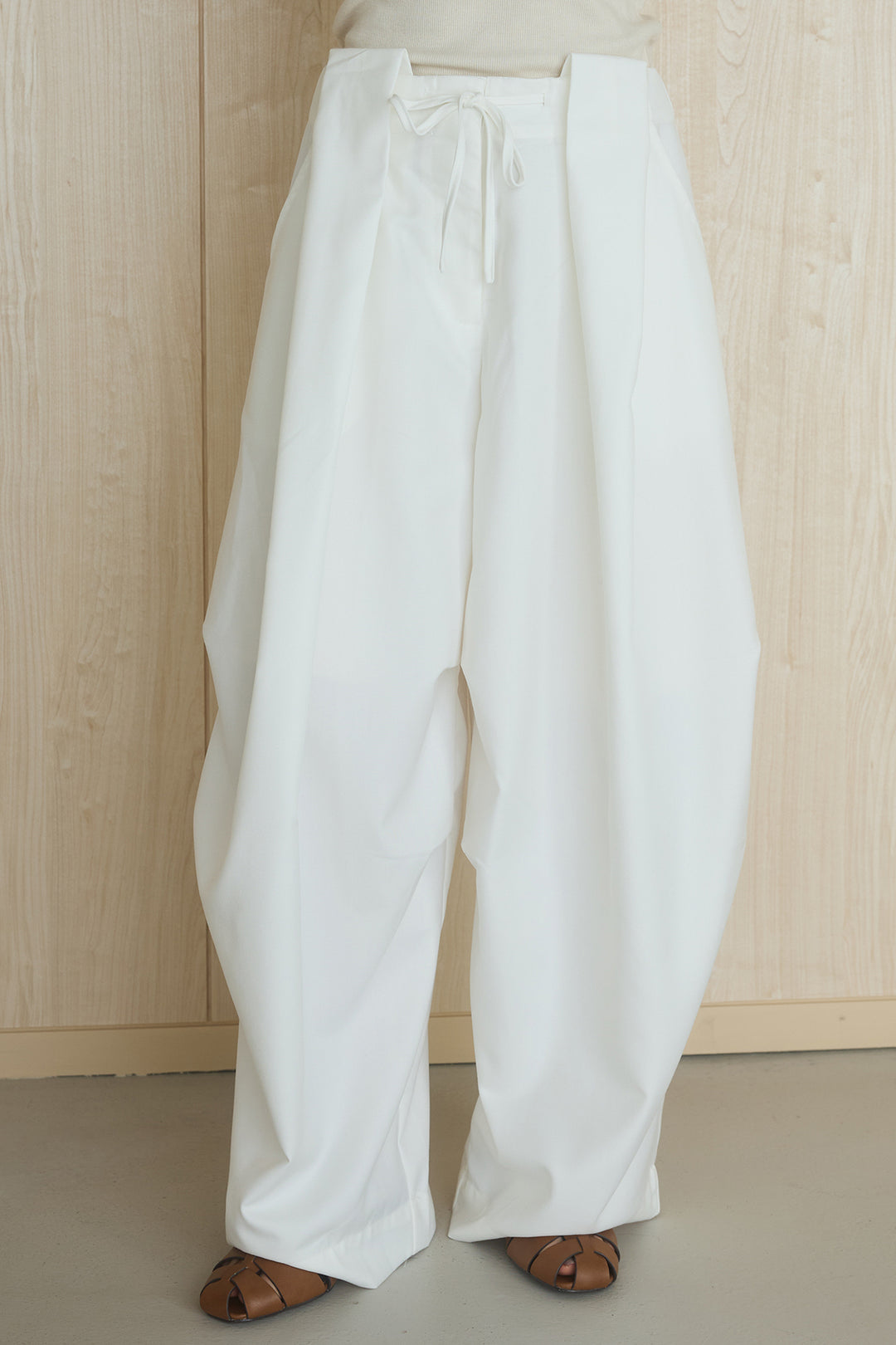 [SET]ロゴプリントシアーニット+ベルトループワイドパンツ(2set)