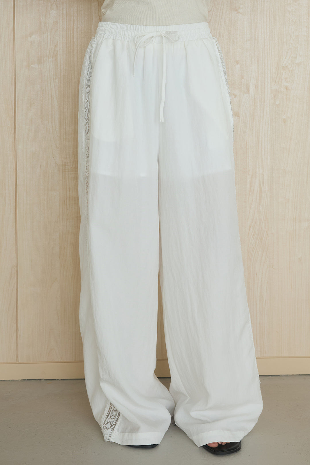 [SET]麻混ショルダーライン柄シャツ+麻混サイドライン柄パンツ(2set)