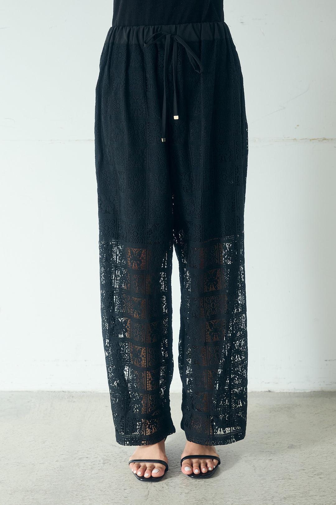 パッチワークレースイージーパンツ