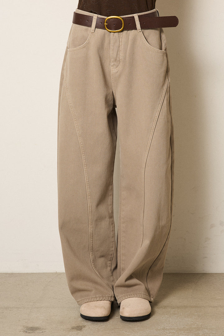 [SET]起毛シャギーニットカーディガン+ベルト付きカジュアルカーブワイドパンツ(2set)