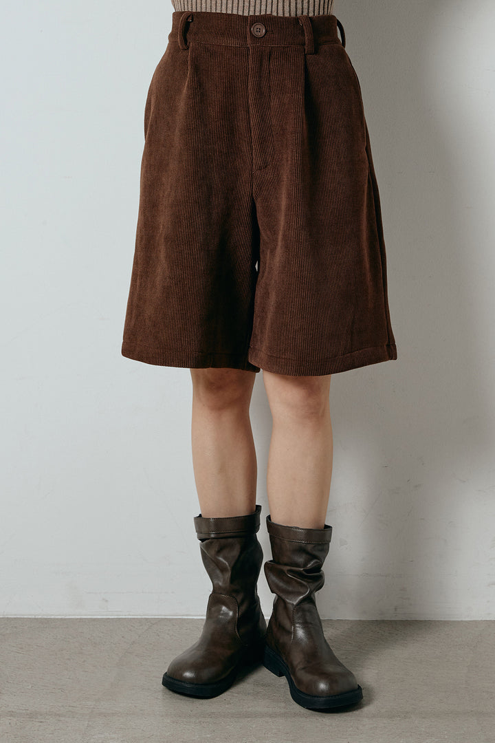 [SET]襟付きコーデュロイポケットシャツ+リブニットシームレスタートルプルオーバー+リラックスコーデュロイハーフパンツ(3set)