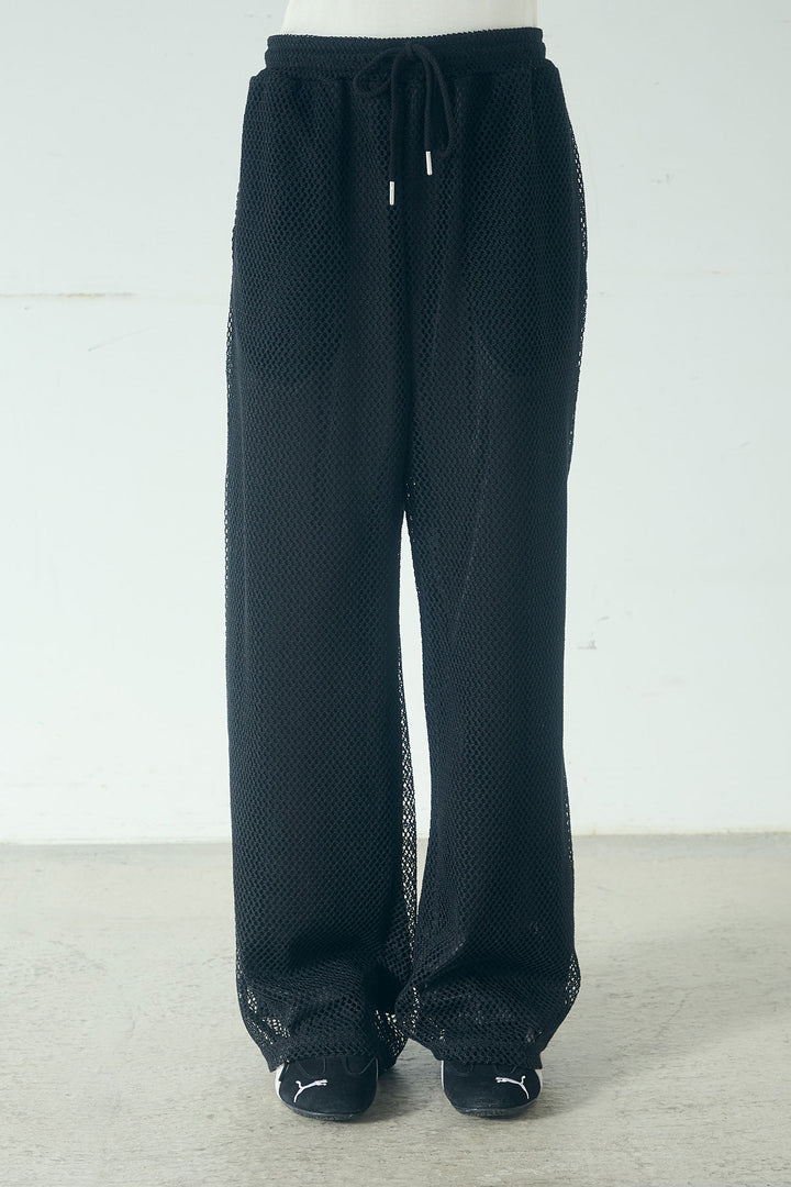 [SET]ビッグカラー2WAYスウェットトップス+メッシュリラックスパンツ(2set)