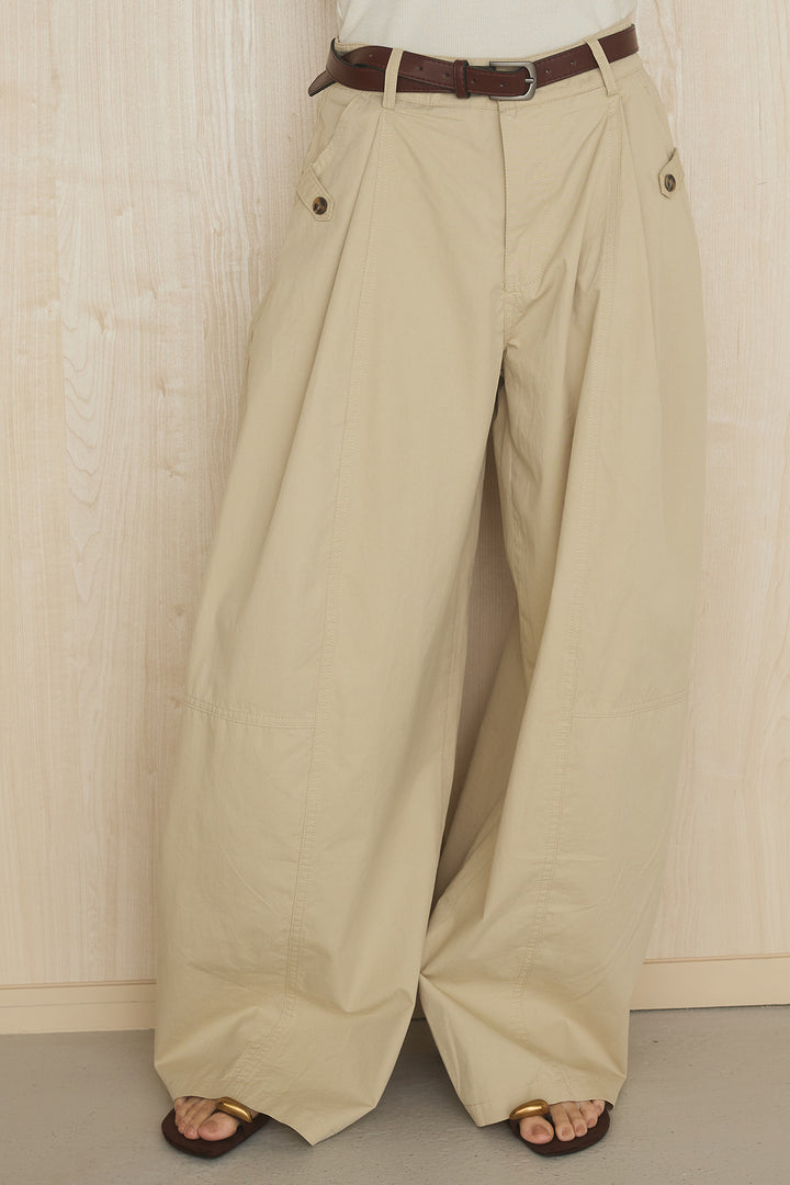 [SET]ランダムタックオフショルブラウス+ウエストベルト付きカーブパンツ(2set)