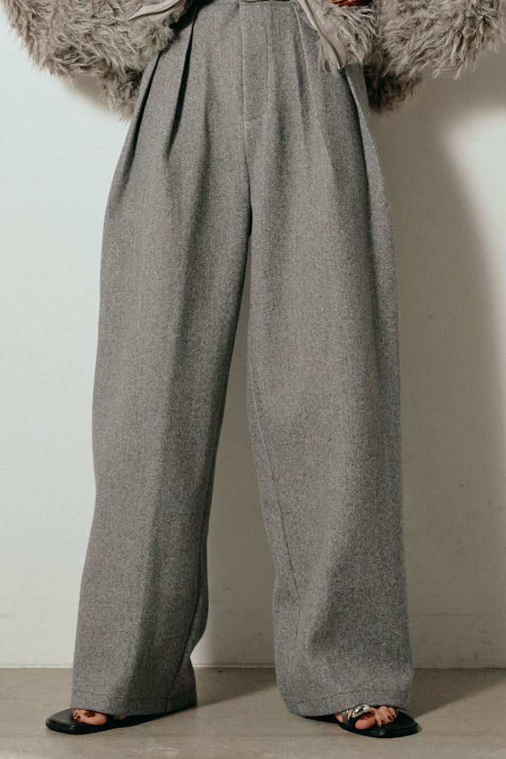 フェイクウールタックトラウザーズパンツ