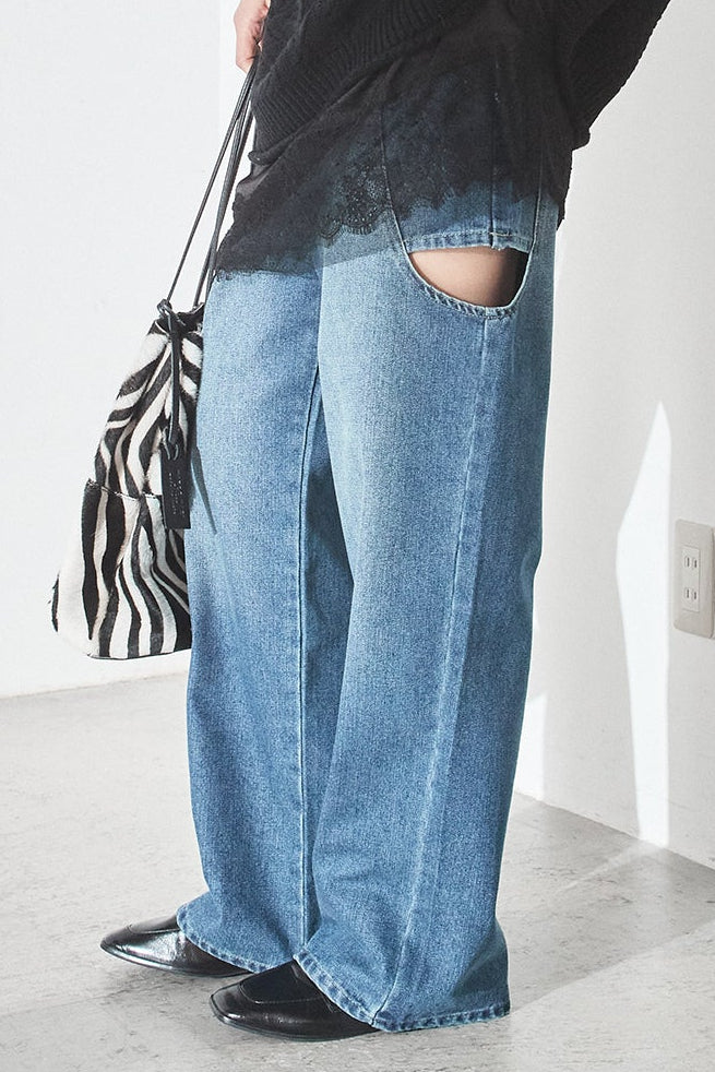 デニムサイドカットパンツ